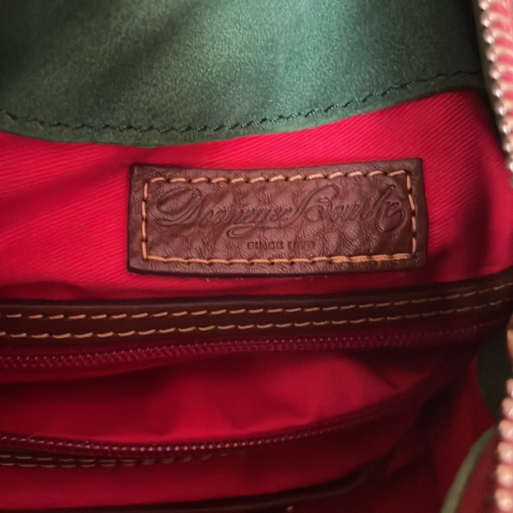 Dooney & Bourke Brown Leather Satchel with Red & Green Trim - Picture 4 of 4
